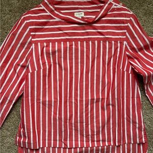 J. Crew Red and White Striped Blouse